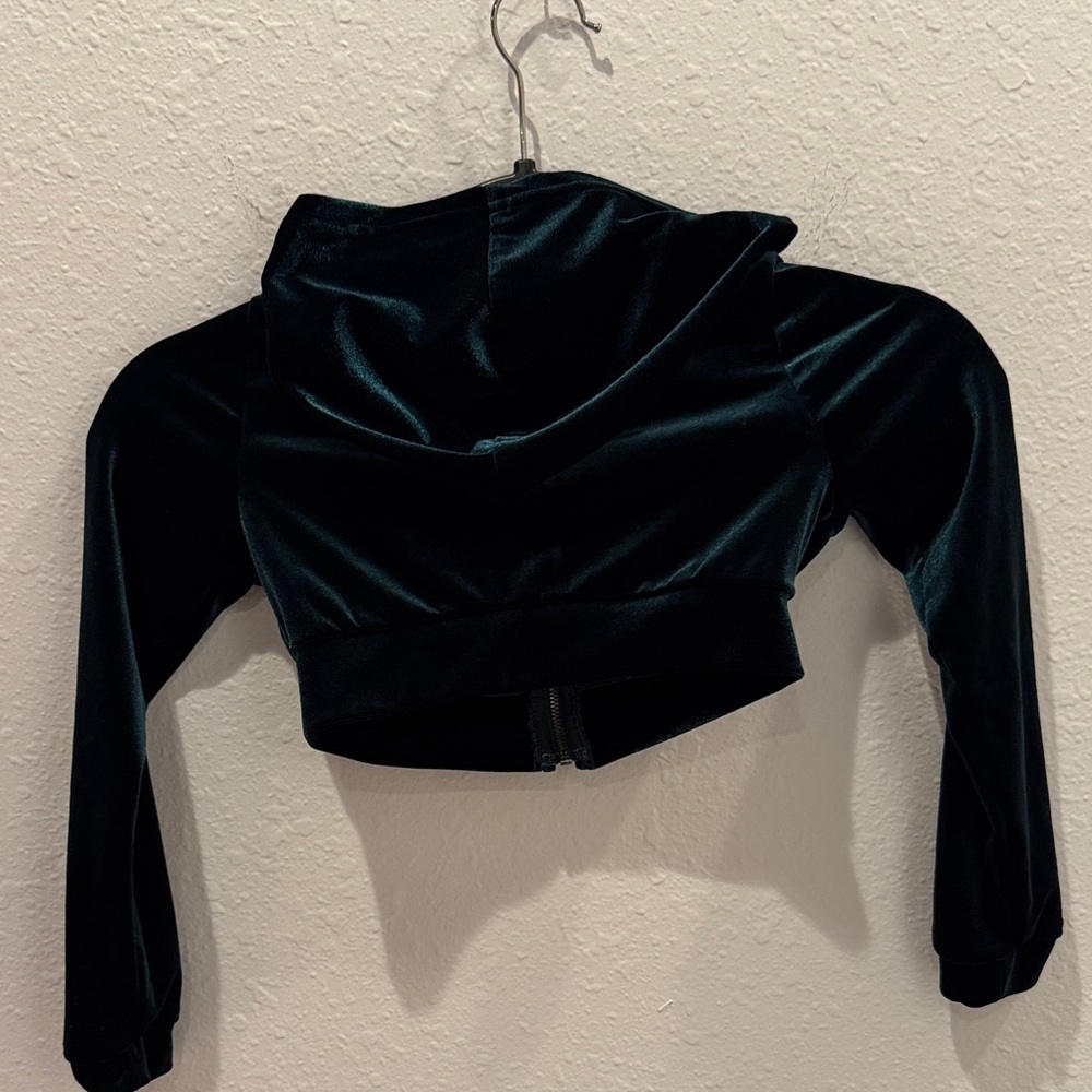 Velvet Cropped Jacket - Dark Green - Picture 3 of 4